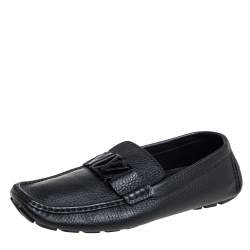 Louis Vuitton Black Leather Monte Carlo Slip On Loafers (Master Quality)