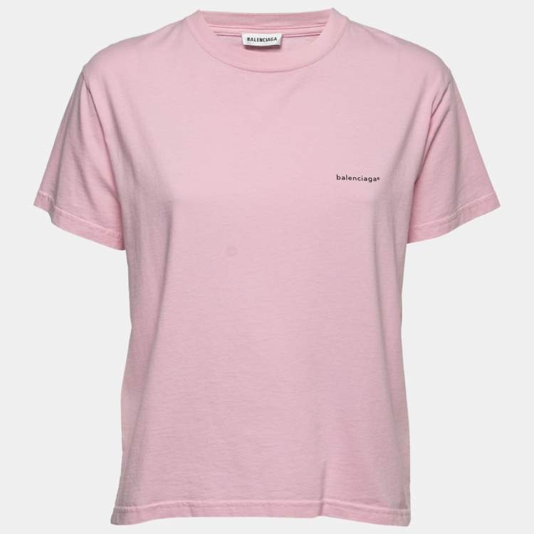 Balenciaga Pink Cotton Logo T-Shirt (AAA)