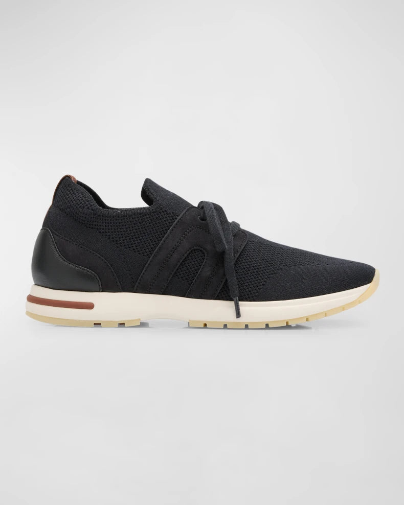 Loro Piana Knit Lace-Up Runner Sneakers Black (Master Quality)