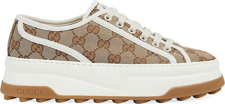 GUCCI GG Canvas Flatform Sneakers Beige (Master Quality)